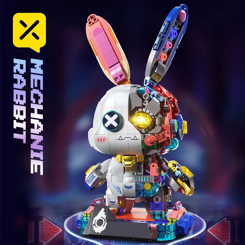 TOYLINX 1377PCS Chinese Building Blocks Rabbit Breaks The Future Mechanical Rabbit Creative Assembled Rabbit Puzzle Toy Gifts