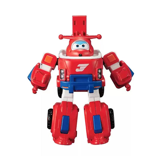 Auldey Official Super Wings Q Bao Police Transforming Robot Action Figure with Rescue Fire Truck Toy